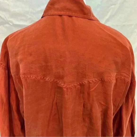 *Rare* 80’s/90’s Vintage Express silk burnt orange blouse. - Picture 10 of 12
